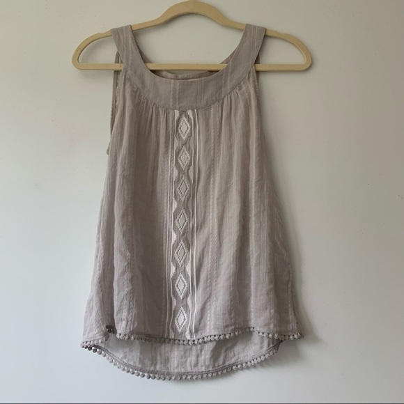 Carve Designs Tops - Carve Designs Light Taupe Embroidered Tank Top